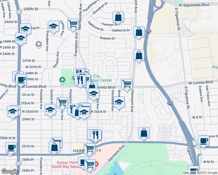 map of restaurants, bars, coffee shops, grocery stores, and more near in West Carson