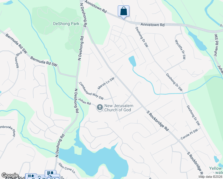 map of restaurants, bars, coffee shops, grocery stores, and more near 3018 Sanibel Drive Southwest in Stone Mountain