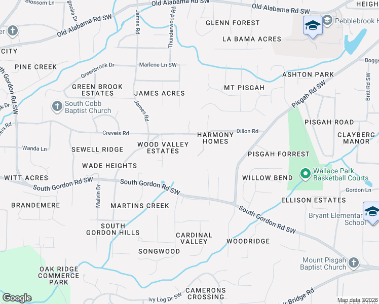 map of restaurants, bars, coffee shops, grocery stores, and more near 1279 Dillon Road in Austell