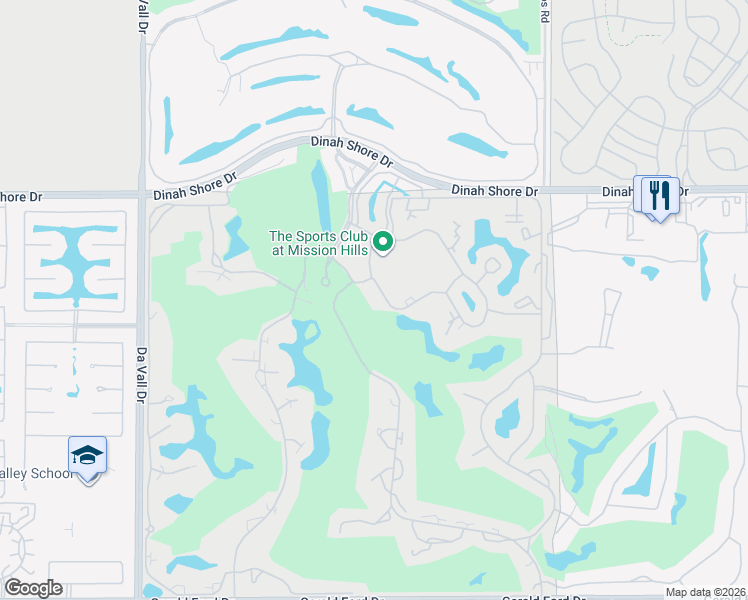 map of restaurants, bars, coffee shops, grocery stores, and more near 122 North Racquet Club Drive in Rancho Mirage