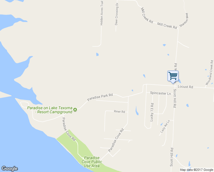 map of restaurants, bars, coffee shops, grocery stores, and more near 145 Paradise Park Road in Pottsboro