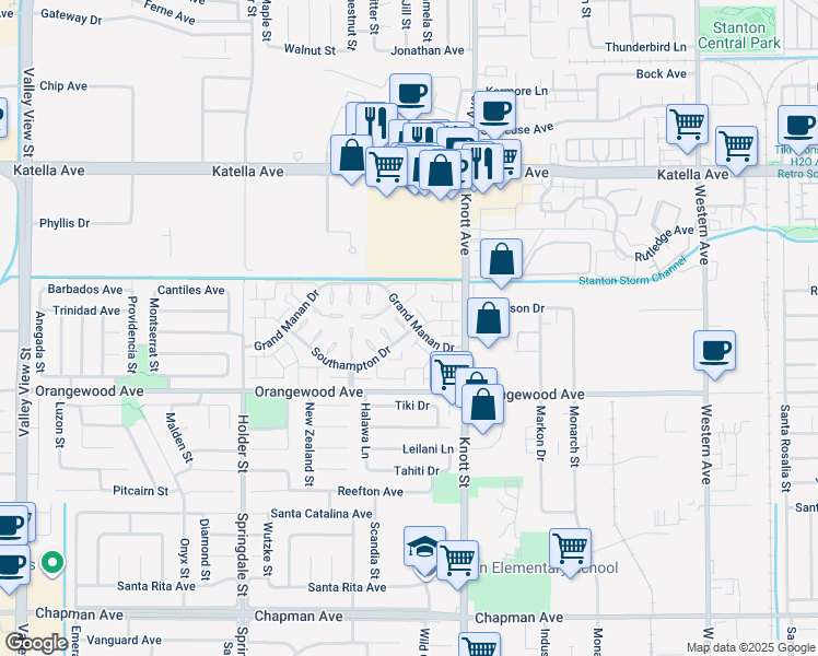 map of restaurants, bars, coffee shops, grocery stores, and more near 11366 Orrs Court in Cypress