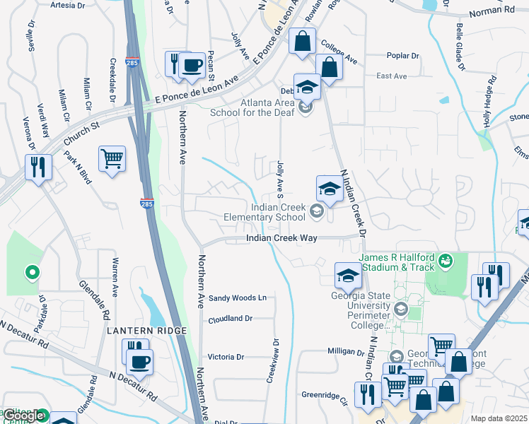 map of restaurants, bars, coffee shops, grocery stores, and more near 706 Jolly Avenue South in Clarkston