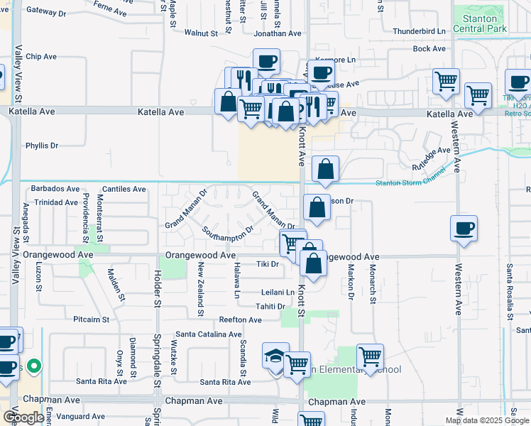 map of restaurants, bars, coffee shops, grocery stores, and more near 11366 Orrs Court in Cypress