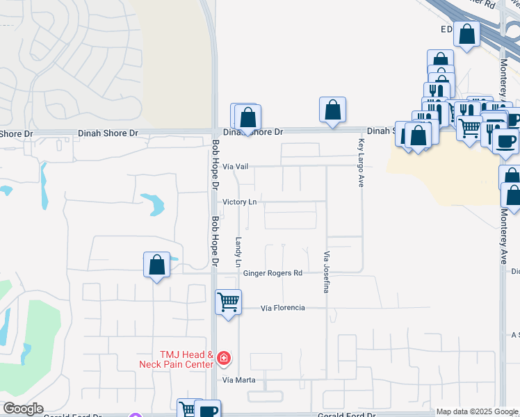 map of restaurants, bars, coffee shops, grocery stores, and more near 1 Via Merenda in Rancho Mirage