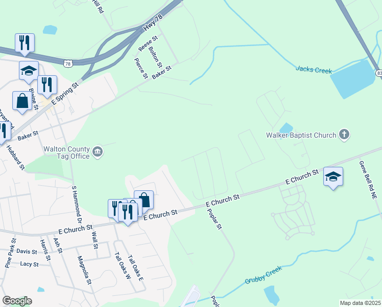 map of restaurants, bars, coffee shops, grocery stores, and more near 514 Meadows Farm Drive in Monroe