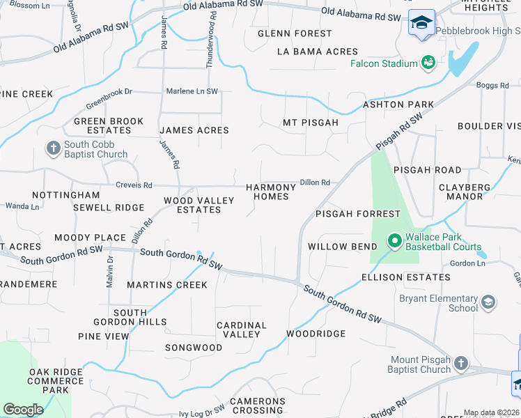 map of restaurants, bars, coffee shops, grocery stores, and more near 1275 Dillon Road in Austell