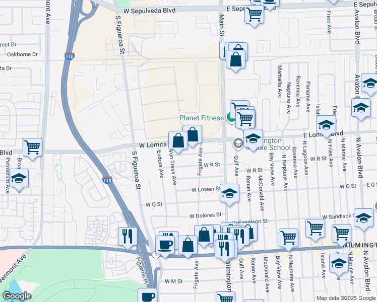 map of restaurants, bars, coffee shops, grocery stores, and more near 1231 West Don Street in Los Angeles