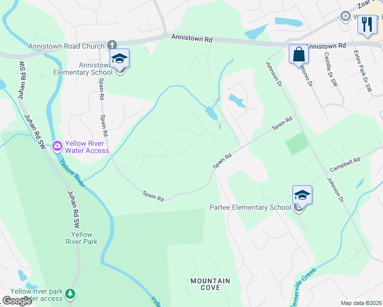 map of restaurants, bars, coffee shops, grocery stores, and more near 4504 Shumart Drive in Snellville