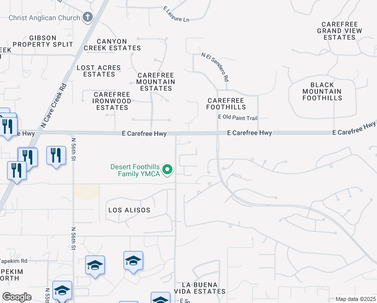 map of restaurants, bars, coffee shops, grocery stores, and more near 6050 East Santa Cruz Drive in Scottsdale
