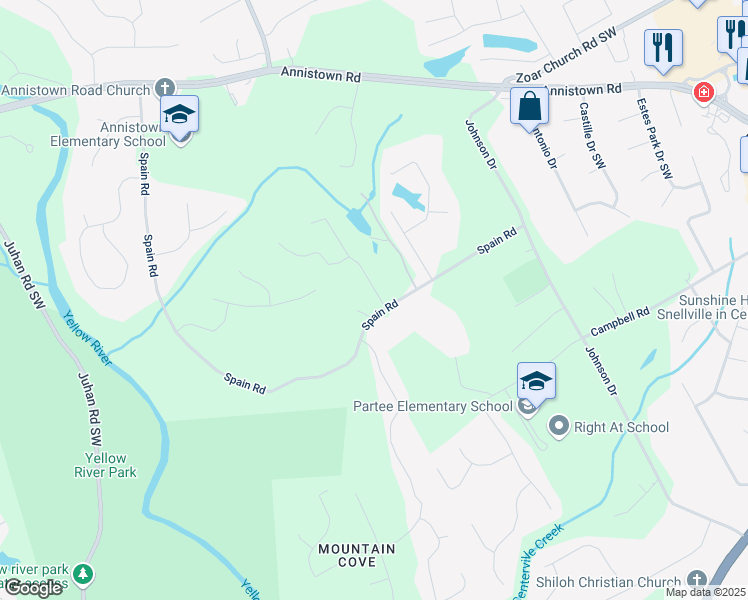 map of restaurants, bars, coffee shops, grocery stores, and more near 3455 Forrest Bend Lane in Snellville