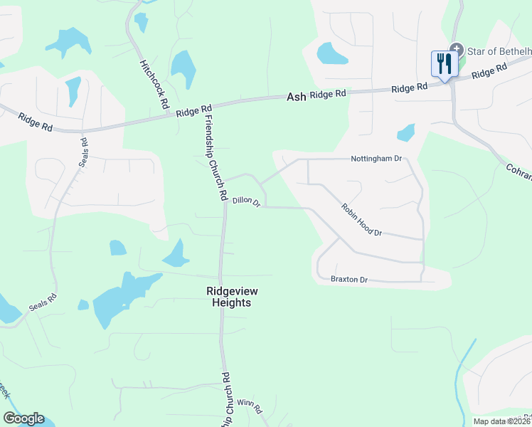 map of restaurants, bars, coffee shops, grocery stores, and more near 148 Dillon Drive in Douglasville