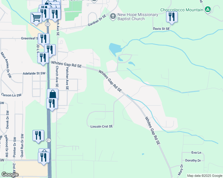 map of restaurants, bars, coffee shops, grocery stores, and more near 1002 Macy Lane Southeast in Jacksonville