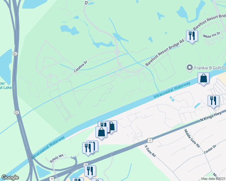 map of restaurants, bars, coffee shops, grocery stores, and more near 5801-1 Oyster Catcher Drive in North Myrtle Beach