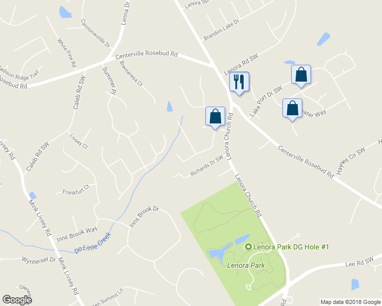 map of restaurants, bars, coffee shops, grocery stores, and more near 3094 Manorside Way Southwest in Snellville