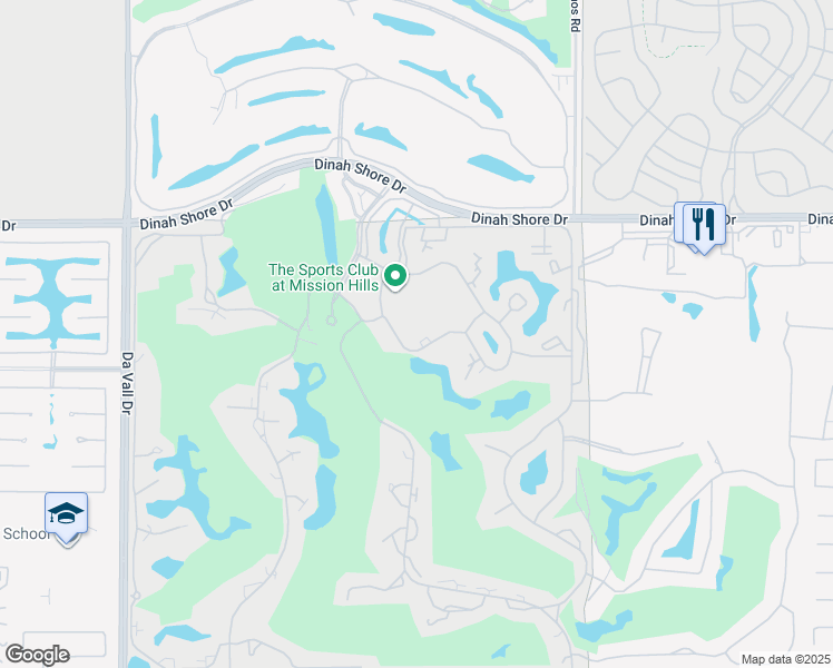 map of restaurants, bars, coffee shops, grocery stores, and more near 118 Racquet Club Drive South in Rancho Mirage