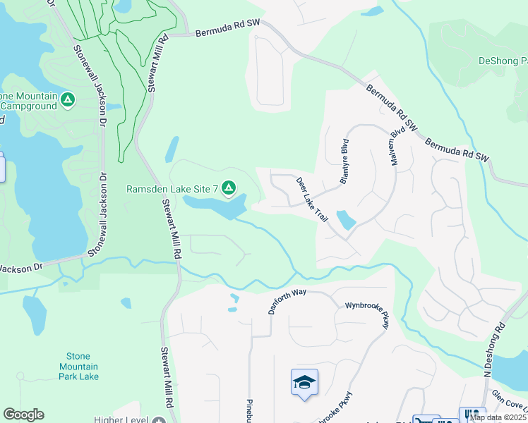 map of restaurants, bars, coffee shops, grocery stores, and more near 6643 Blantyre Boulevard in Stone Mountain