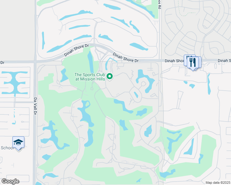 map of restaurants, bars, coffee shops, grocery stores, and more near 122 North Racquet Club Drive in Rancho Mirage