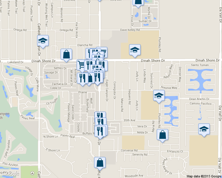map of restaurants, bars, coffee shops, grocery stores, and more near 34530 Eagle Canyon Drive in Cathedral City