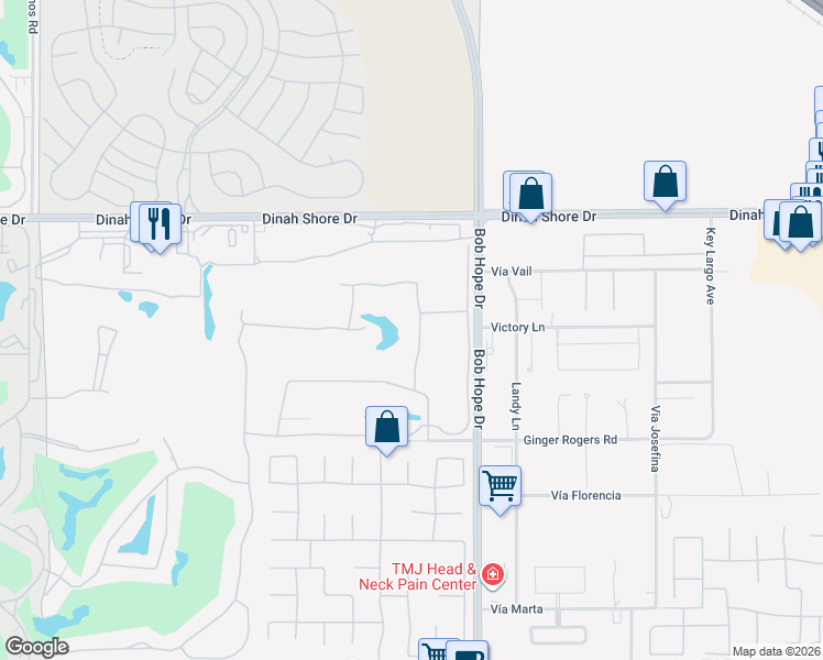 map of restaurants, bars, coffee shops, grocery stores, and more near 37 Oak Tree Drive in Rancho Mirage