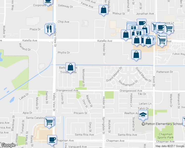 map of restaurants, bars, coffee shops, grocery stores, and more near 6414 Anguilla Avenue in Cypress