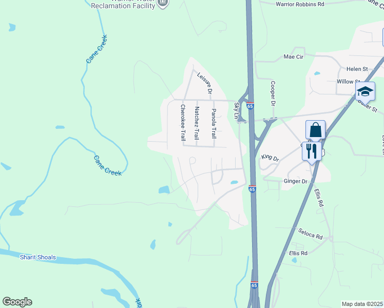 map of restaurants, bars, coffee shops, grocery stores, and more near 9396 Hoffman Place in Warrior