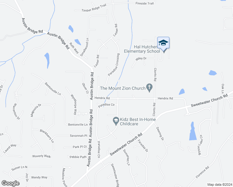 map of restaurants, bars, coffee shops, grocery stores, and more near 31 Paradise Way in Douglasville