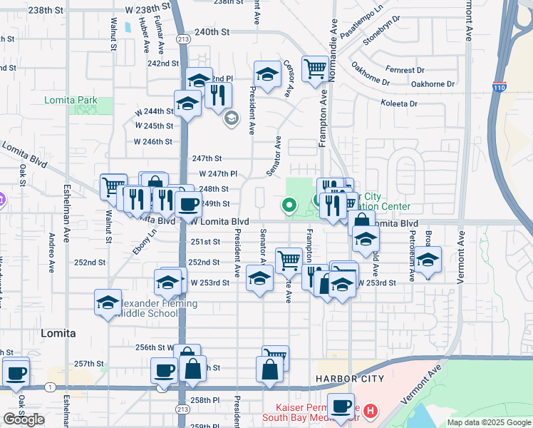 map of restaurants, bars, coffee shops, grocery stores, and more near in Los Angeles County