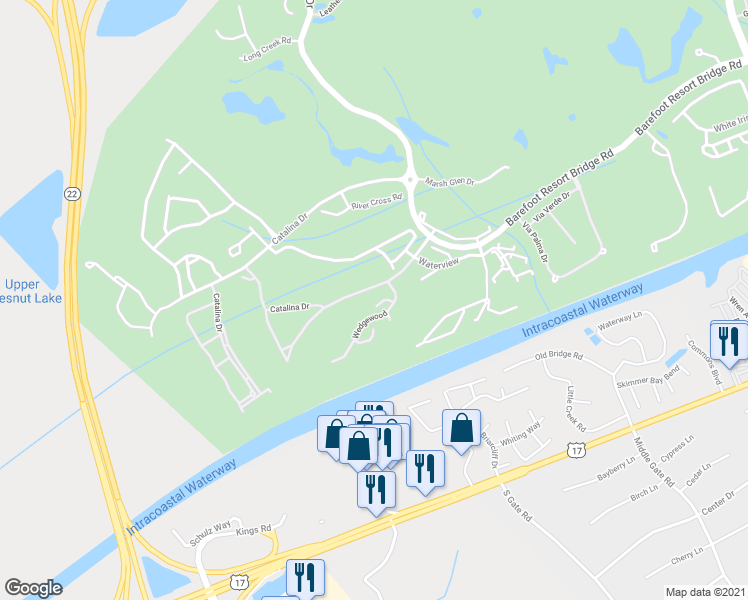 map of restaurants, bars, coffee shops, grocery stores, and more near 5801-5 Oyster Catcher Drive in North Myrtle Beach