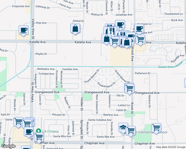 map of restaurants, bars, coffee shops, grocery stores, and more near 11330 La Have Way in Cypress