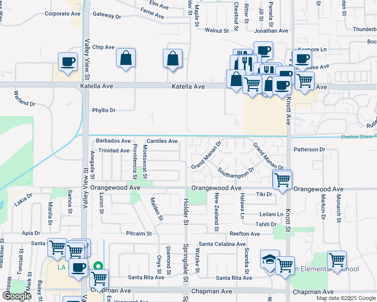 map of restaurants, bars, coffee shops, grocery stores, and more near 6503 McNutt Way in Cypress