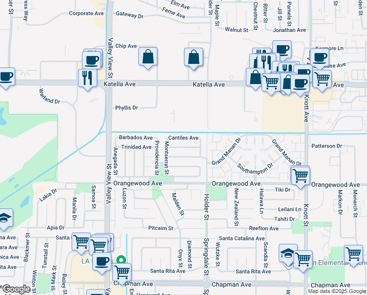 map of restaurants, bars, coffee shops, grocery stores, and more near 6414 Anguilla Avenue in Cypress