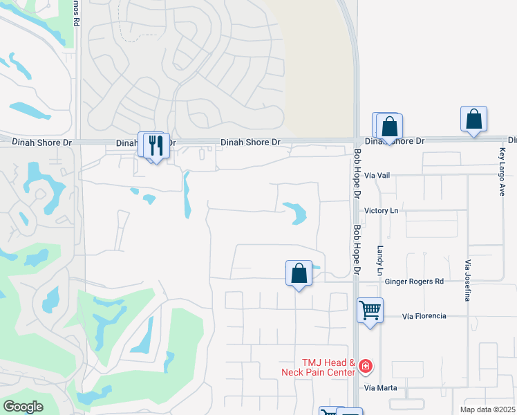 map of restaurants, bars, coffee shops, grocery stores, and more near 38 Pine Valley Drive in Rancho Mirage