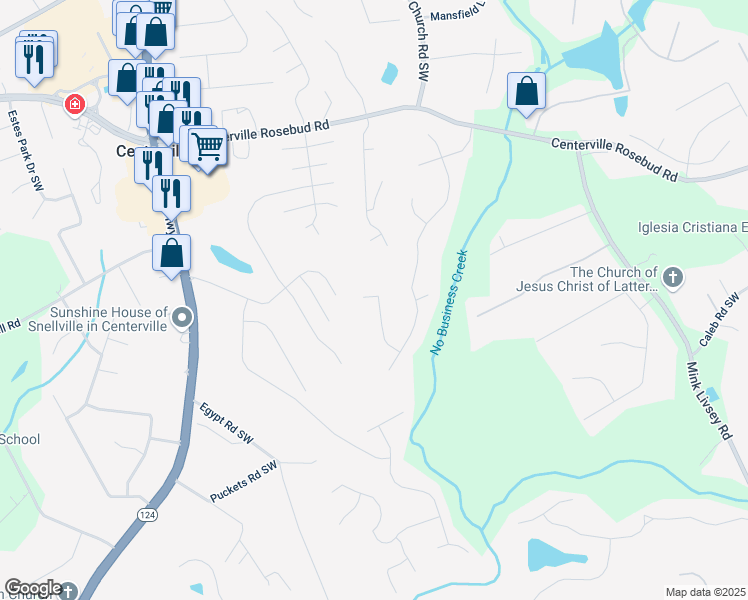 map of restaurants, bars, coffee shops, grocery stores, and more near 4453 Eastbrook Place in Snellville