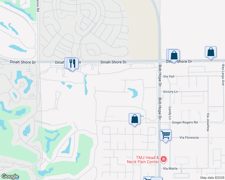 map of restaurants, bars, coffee shops, grocery stores, and more near 38 Pine Valley Drive in Rancho Mirage