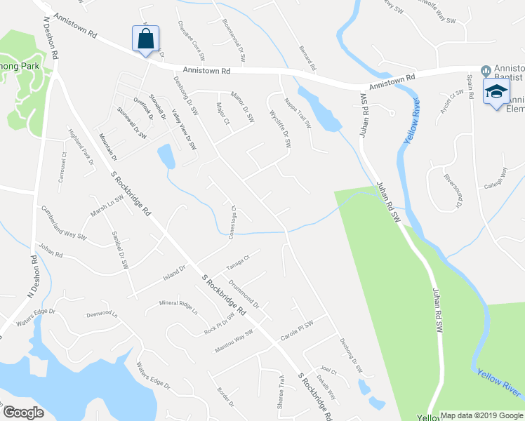 map of restaurants, bars, coffee shops, grocery stores, and more near 3123 Deshong Drive Southwest in Stone Mountain