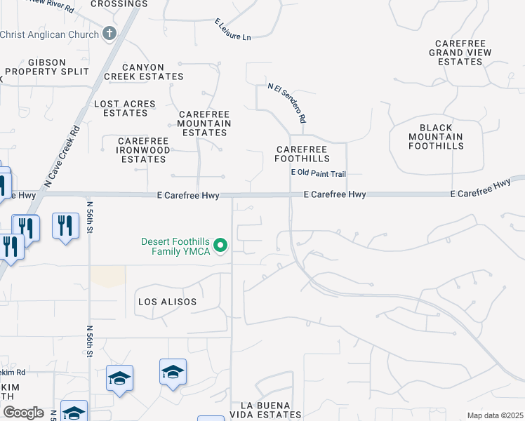 map of restaurants, bars, coffee shops, grocery stores, and more near 34523 North 61st Street in Scottsdale