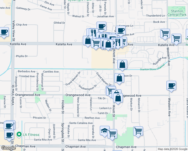 map of restaurants, bars, coffee shops, grocery stores, and more near 6801 Ossabaw Court in Cypress