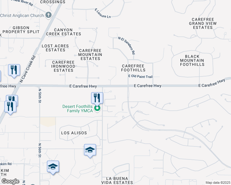 map of restaurants, bars, coffee shops, grocery stores, and more near 34523 North 61st Street in Scottsdale