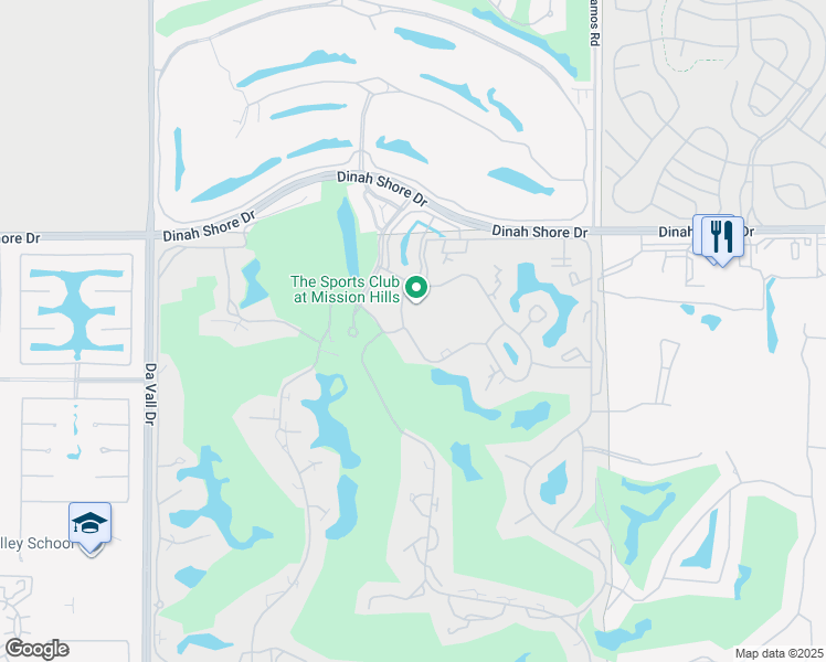 map of restaurants, bars, coffee shops, grocery stores, and more near 122 North Racquet Club Drive in Rancho Mirage