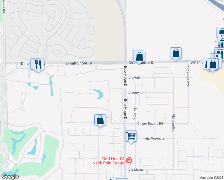 map of restaurants, bars, coffee shops, grocery stores, and more near 48 Oak Tree Drive in Rancho Mirage