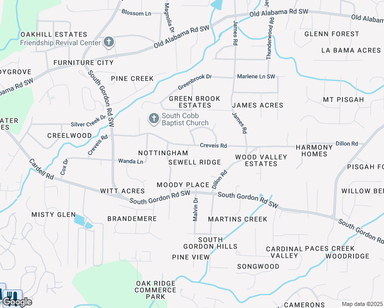 map of restaurants, bars, coffee shops, grocery stores, and more near 6382 Grafton Drive in Austell
