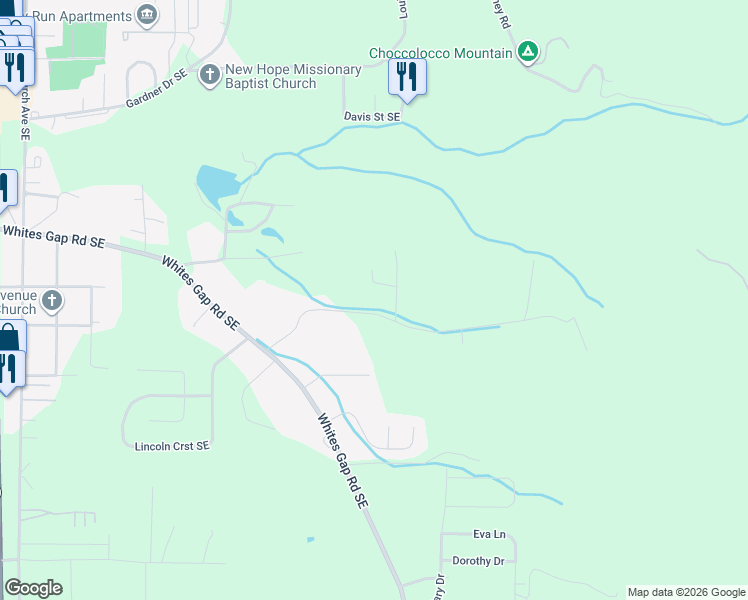 map of restaurants, bars, coffee shops, grocery stores, and more near 1327 Rochester Road Southeast in Jacksonville