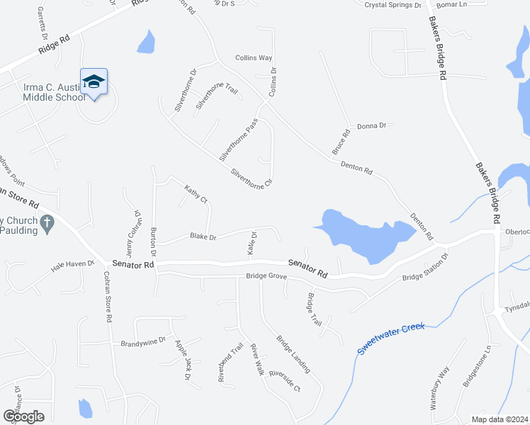 map of restaurants, bars, coffee shops, grocery stores, and more near 419 Blake Drive in Douglasville