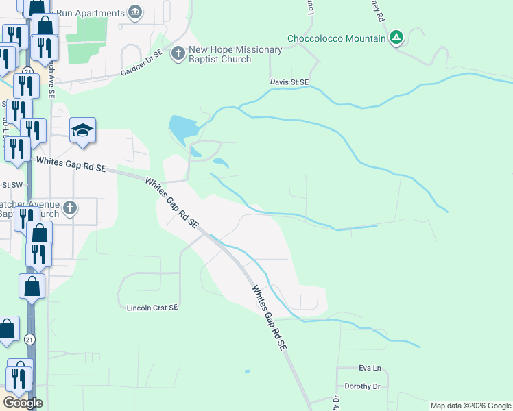 map of restaurants, bars, coffee shops, grocery stores, and more near 1160 Rochester Road Southeast in Jacksonville