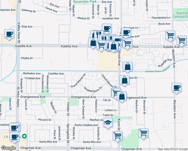 map of restaurants, bars, coffee shops, grocery stores, and more near 11355 Matinicus Court in Cypress