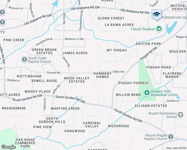 map of restaurants, bars, coffee shops, grocery stores, and more near 1275 Dillon Road in Austell