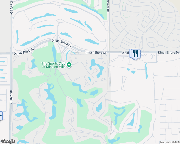 map of restaurants, bars, coffee shops, grocery stores, and more near 22 Racquet Club Drive South in Rancho Mirage