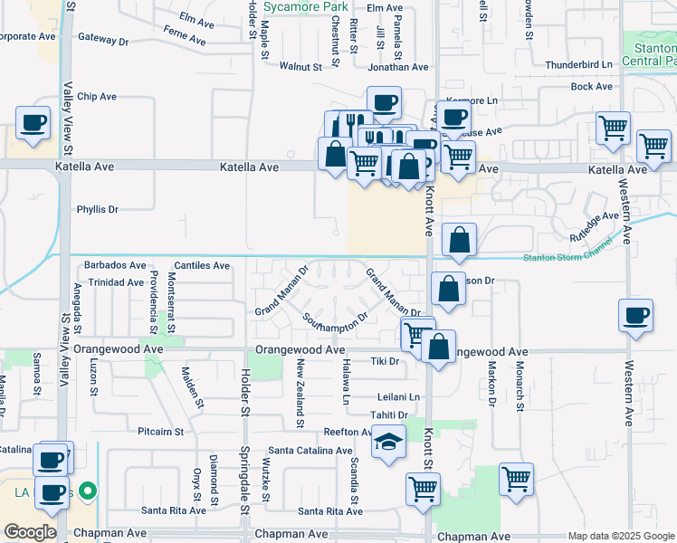map of restaurants, bars, coffee shops, grocery stores, and more near 11355 Matinicus Court in Cypress