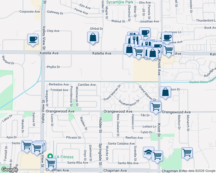 map of restaurants, bars, coffee shops, grocery stores, and more near 11265 Morgen Way in Cypress